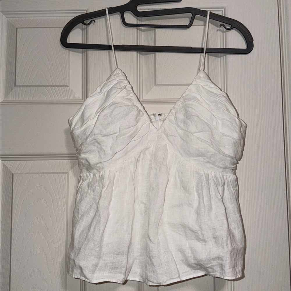 J. Crew V-Neck Gathered Linen Camisole Top